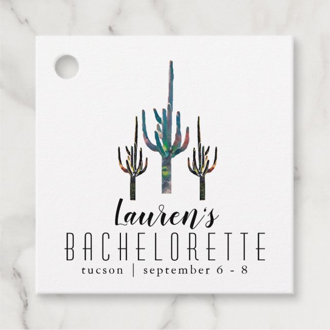 Étiquettes Cadeau Bachelorette personnalisée Saguaro Cactus (Devant)