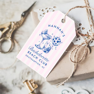 Étiquettes-cadeau Bachelorette Retro Disco Cocktail Bleu & Rose