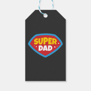 Étiquettes-cadeau Badge de Super Papa Rétro Super-héros