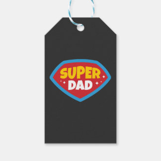 Étiquettes-cadeau Badge de Super Papa Rétro Super-héros