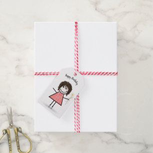 Étiquettes-cadeau Baguette Figure Girl en En vichy robe