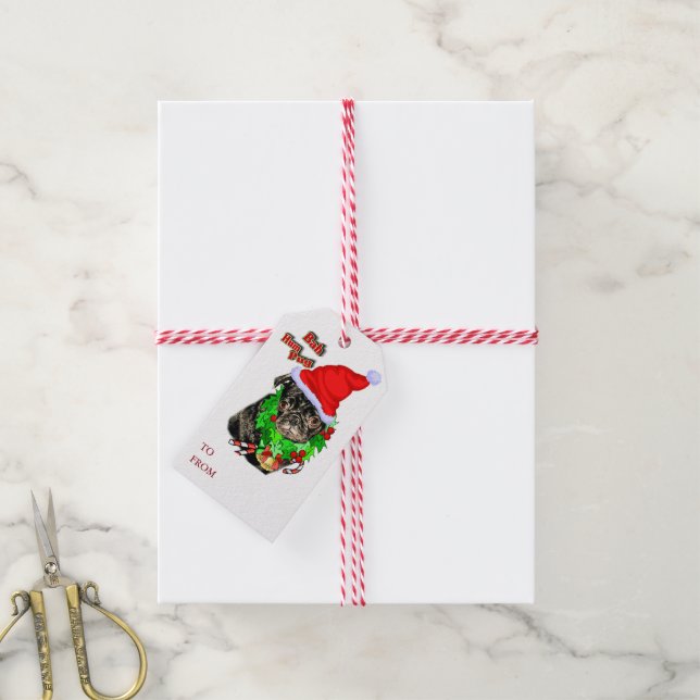 Étiquettes-cadeau Bah Hum Carlin Noël (Avec de la ficelle)