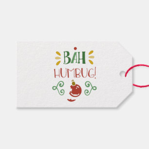 Étiquettes-cadeau Bah Humbug rouge vert et jaune humoristique