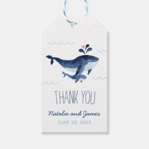 Étiquettes-cadeau Baignée de Bébé Baleines Nautiques Sous la Mer