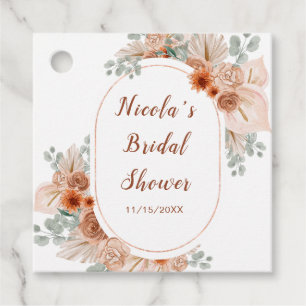 Étiquettes Cadeau Baigneuse Bohème Roseaux de Pampas Shower de Maria