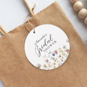 Étiquettes Cadeau Baigneuse de fleurs sauvages aquarelle Shower de m