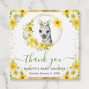 Étiquettes Cadeau Bain de bébé Fleurs de jungle mignonnes aquarelle 