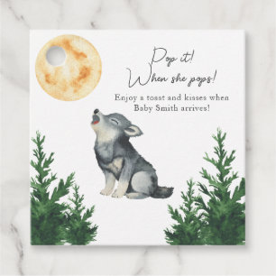 Étiquettes Cadeau Bain de couleur Baby Shower Loup Pop it! Quand ell