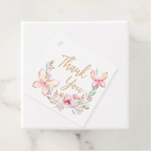 Étiquettes Cadeau Baisers à papillon et voeux d'anniversaire Merci F