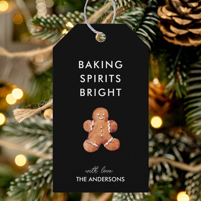 Étiquettes-cadeau Baking Spirits Bright Black avec Ginger Cookie (Créateur téléchargé)