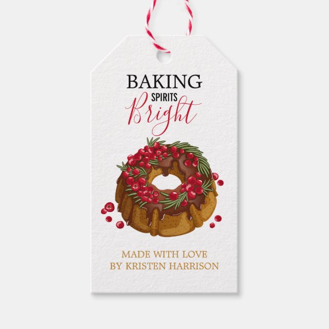 Étiquettes-cadeau Baking Spirits Bright Cuisine Holiday Cake Art (Devant)