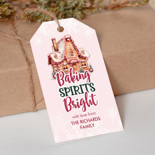Étiquettes-cadeau Baking Spirits Bright Pink Gingerbread Maison Favo