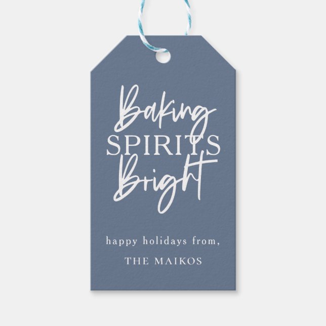 Étiquettes-cadeau Baking Spiritueux Bleu Vacances (Devant)