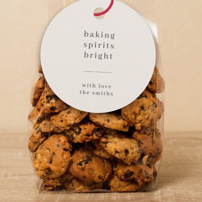 Étiquettes Cadeau Baking Spiritueux | Fun Kids Photo Neutral (Minimalist Christmas tags for festive homemade gifting)