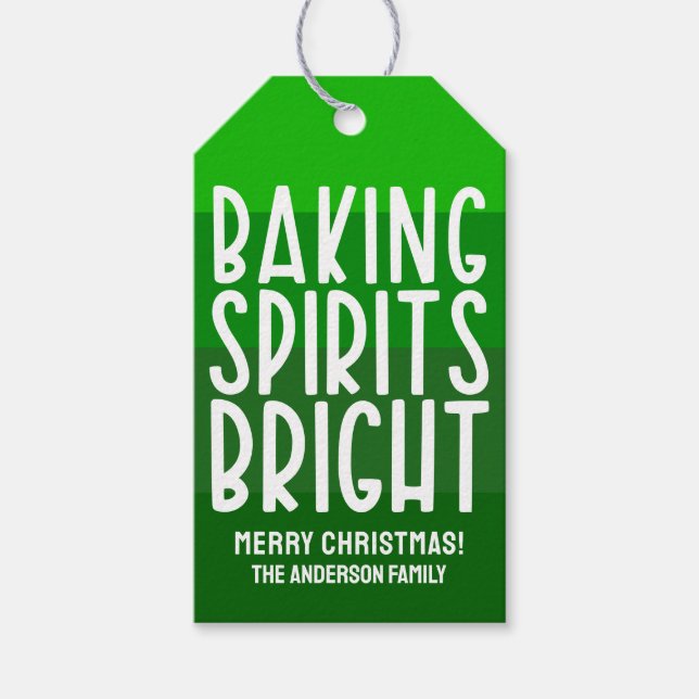 Étiquettes-cadeau Baking Spiritueux | Noël à rayures vertes (Devant)
