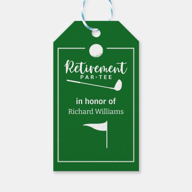 Étiquettes-cadeau Bal de golf de retraite Drapeau moderne (Devant)