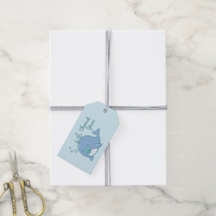 Étiquettes-cadeau Baleine Mignonne Baby Shower Kawaii Merci Garçon B