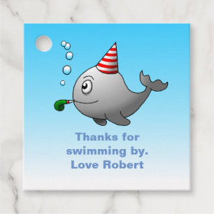 Étiquettes Cadeau Baleine prête pour une fête d'anniversaire