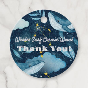 Étiquettes Cadeau Baleines Surf Vagues cosmiques Design Constellatio