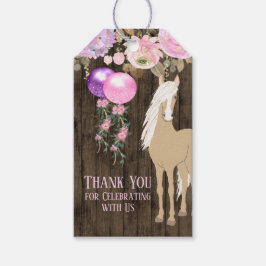 Étiquettes-cadeau Balise Anniversaire du joli Cheval Floral Barnwood