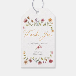 Étiquettes-cadeau Balise Baby shower fleur sauvage ou Merci d'annive
