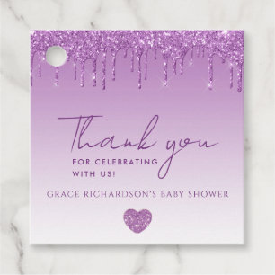 Étiquettes Cadeau Balise Baby shower  Parties scintillant pourpre Me