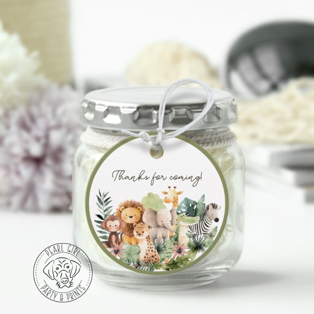 Étiquettes Cadeau Balise Baby Wild Animal Round Favor (Créateur téléchargé)