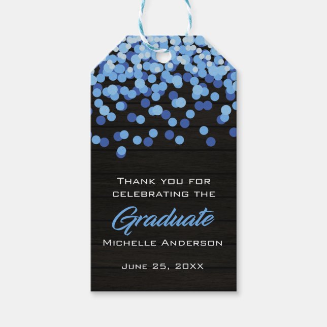 Étiquettes-cadeau Balise Bleue Confetti Graduate Merci Graduate (Devant)