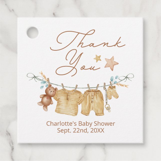 Étiquettes Cadeau Balise Boho Baby shower Merci (Devant)