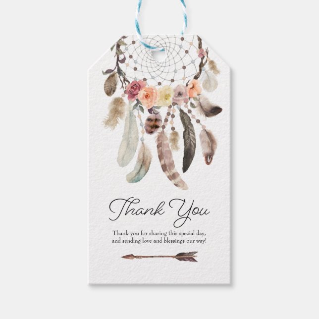 Étiquettes-cadeau Balise Boho Dreamcatcher Favoriser (Devant)