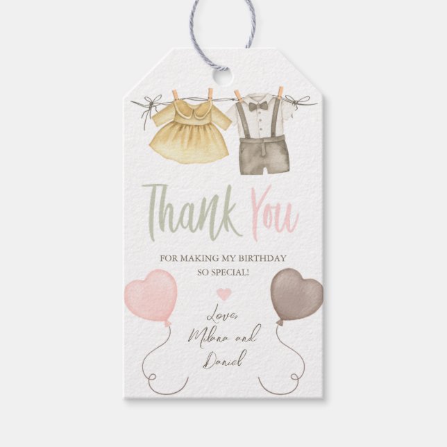 Étiquettes-cadeau Balise Boho Gender Reveal Party Merci (Devant)