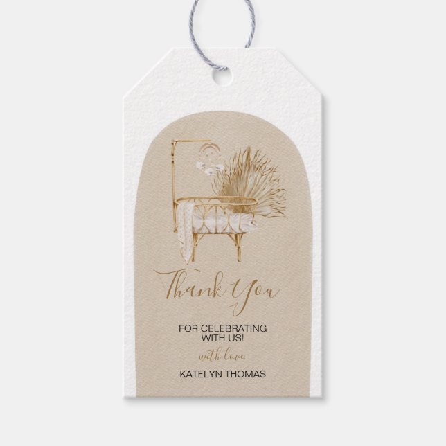 Étiquettes-cadeau Balise Boho Nursery Baby shower Merci (Devant)
