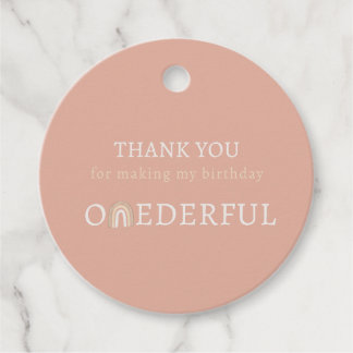 Étiquettes Cadeau Balise Boho Pink Onederful Premier anniversaire de