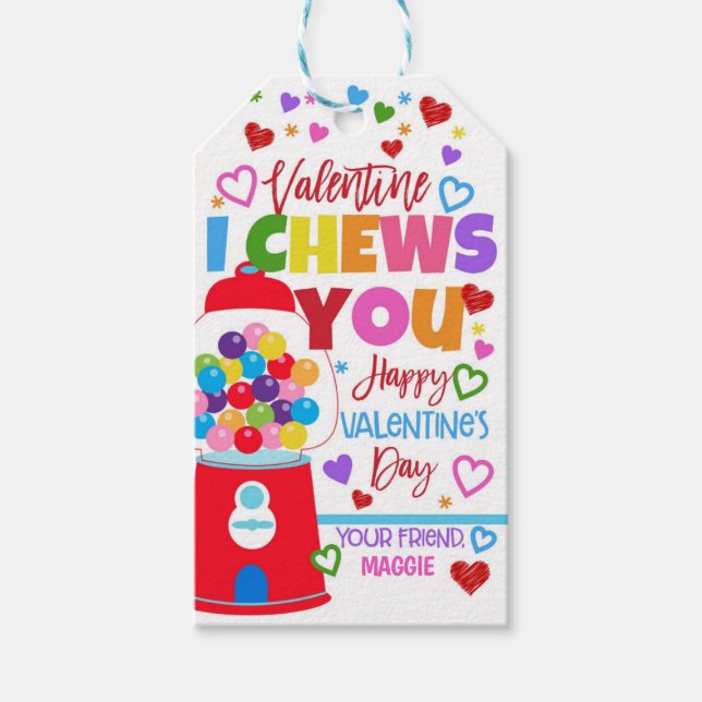 Étiquettes-cadeau Balise Bubblegum Valentine Favor (Devant)