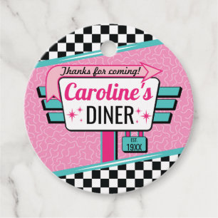 Étiquettes Cadeau Balise cadeau 1950's Diner Retro Anniversaire Favo