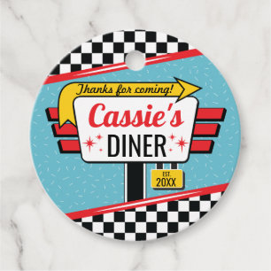 Étiquettes Cadeau Balise cadeau 1950's Diner Retro Anniversaire Favo