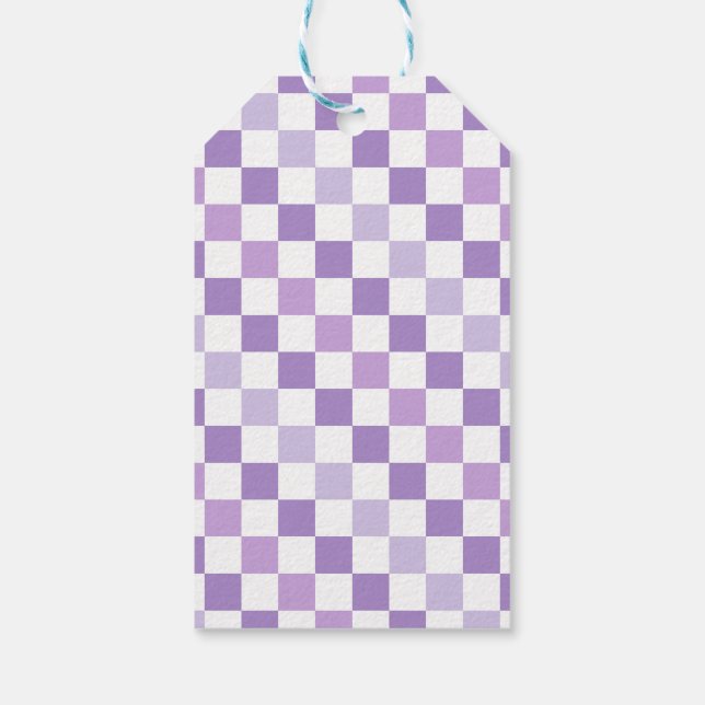 Étiquettes-cadeau Balise cadeau À damiers pourpre (Dos)