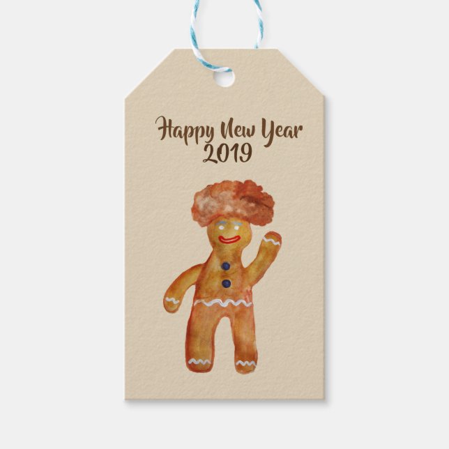 Étiquettes-cadeau Balise cadeau Afro Hair Gingerbread Homme stom (Devant)