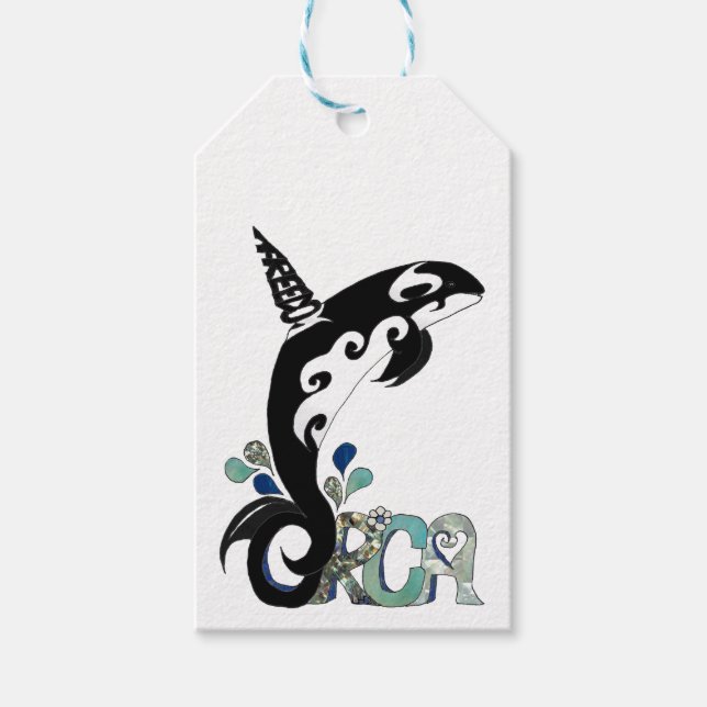 Étiquettes-cadeau Balise Cadeau Art Liberté Orca (Devant)