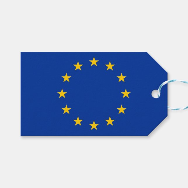 Étiquettes-cadeau Balise cadeau avec drapeau de l'Union européenne (Devant (Horizontal))