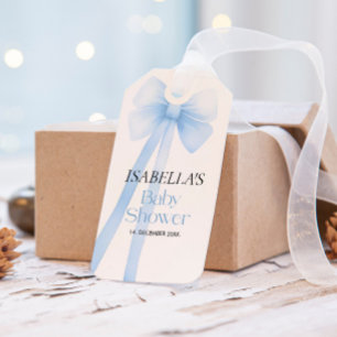 Étiquettes-cadeau Balise-cadeau Baby shower Bow, Merci bleu