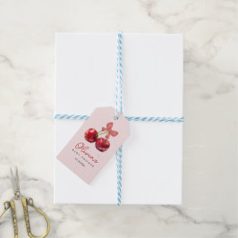 Étiquettes-cadeau Balise cadeau Baby shower cerise avec cou rose
