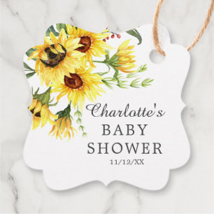 Étiquettes Cadeau Balise cadeau Baby shower de tournesol jaune Favor