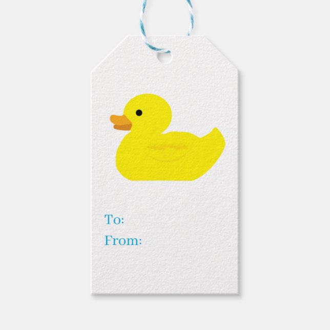 Étiquettes-cadeau Balise cadeau Baby shower d'illustration de canard (Devant)