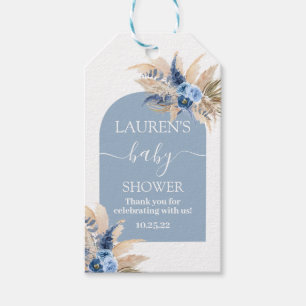 Étiquettes-cadeau Balise cadeau Baby shower en laiton Blue Pampas