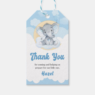Étiquettes-cadeau Balise Cadeau Baby shower Favoriser Blue Elephant 
