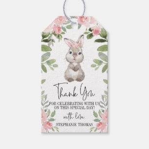Étiquettes-cadeau Balise cadeau Baby shower lapin rose