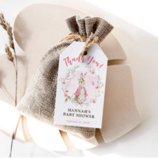 Étiquettes-cadeau Balise cadeau Baby shower lapin rose pour fille