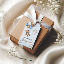Étiquettes-cadeau Balise cadeau Baby shower Ours Bleu Doux Ballons