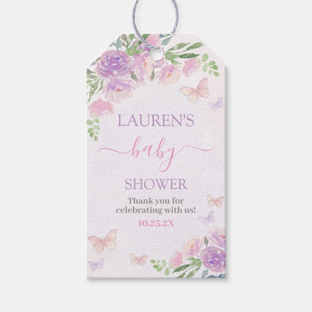 Étiquettes-cadeau Balise cadeau Baby shower rose Lilac (Devant)
